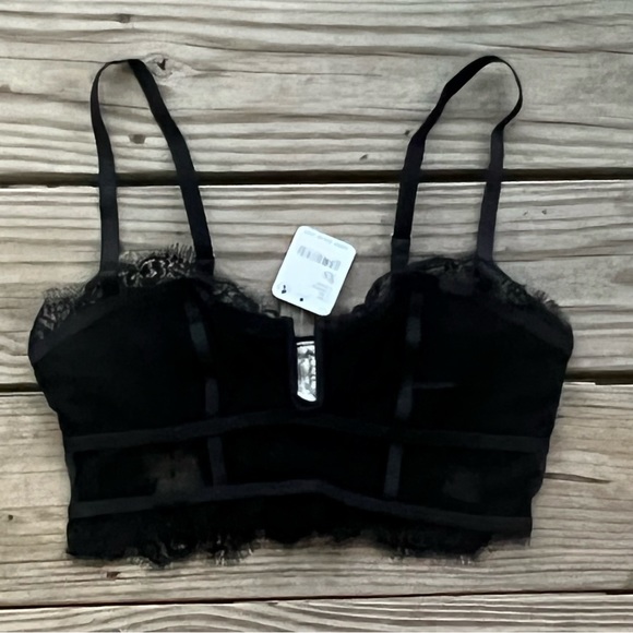 NWT Free People S OR M Layer in Lace Bustier Black Longline Corset Bra Side Hook - Picture 7 of 10